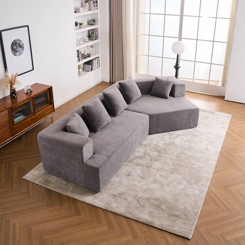 Deep Seat Modern Memory Foam Sofa with Chenille Fabric