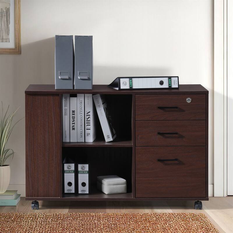 3-Drawer Wood 39.37 in. W Lateral File Cabinet