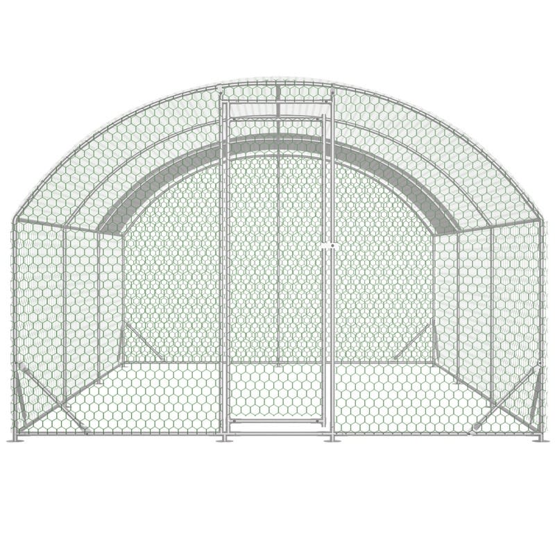 Large Walk-In Metal Chicken Coop – Dome-Shaped Poultry Run with Waterproof & UV-Resistant Cover, Heavy-Duty 1" Tube Frame .