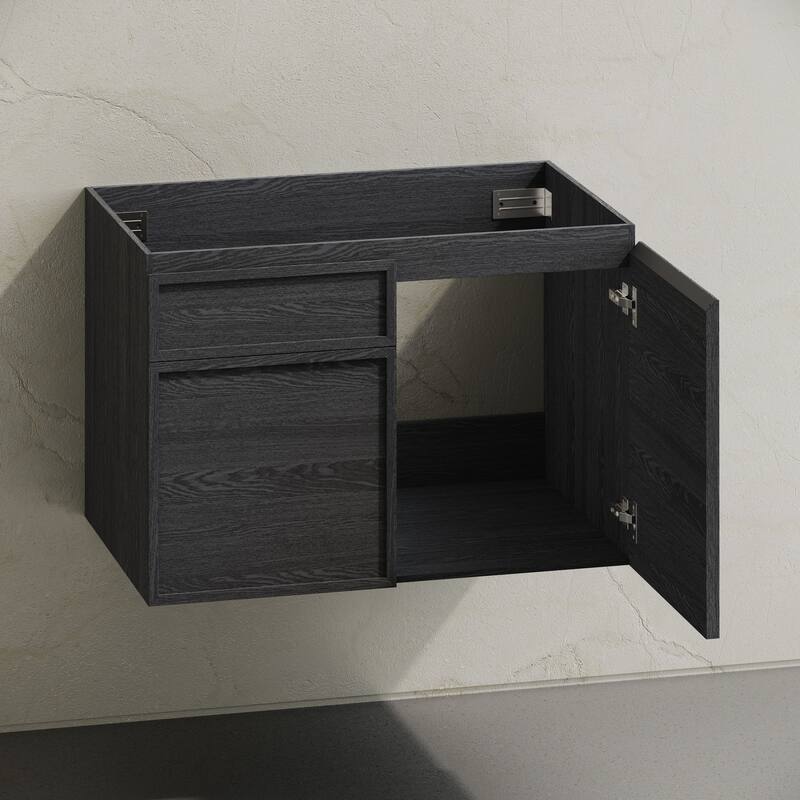 St. Tropez 30" Wall-Mounted Bathroom Vanity Cabinet Without Top In Black Oak - 30