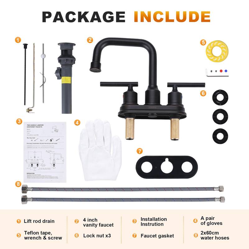 WOWOW 4 in. Centerset Double Handle Bathroom Faucet