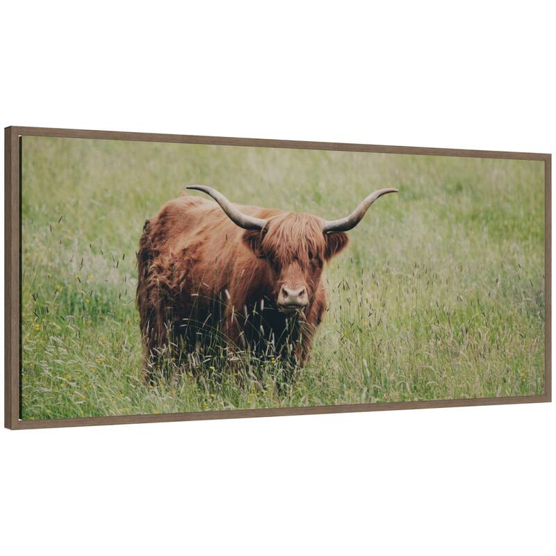 Kate and Laurel Highland Cow I by Laura Evans Framed Canvas Wall Art Print - 40 x 18