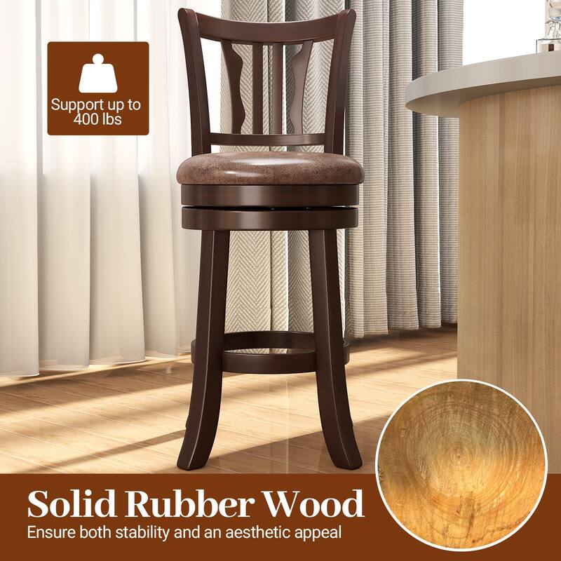 Gymax 26'' Counter Height Swivel Bar Stools Set of 4 w/Back & Faux