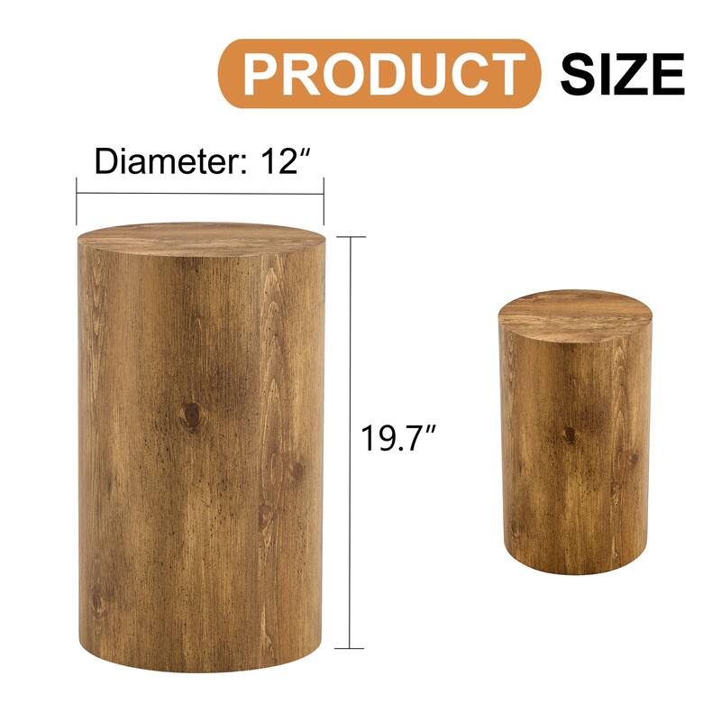 GDFStudio - Jackson Multi-Size Cylindrical Coffee Table Set with Wood-Grain Finish