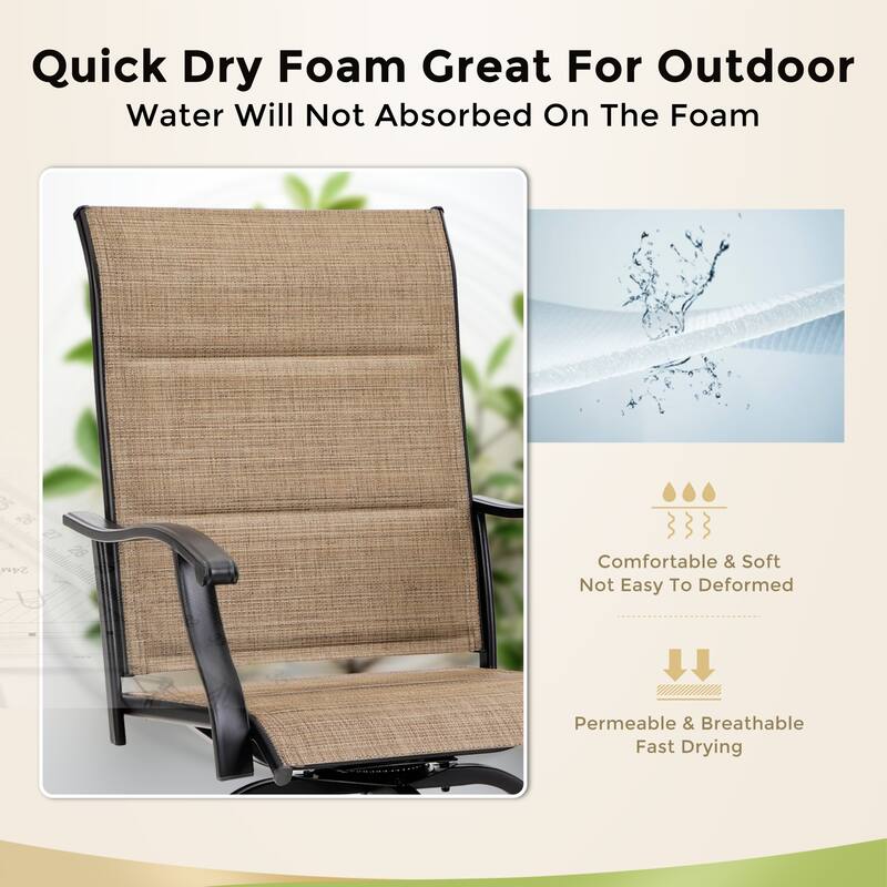 5-Piece Patio Bar Stool Set Wood-grain Bar Table & Textilene Swivel Stools