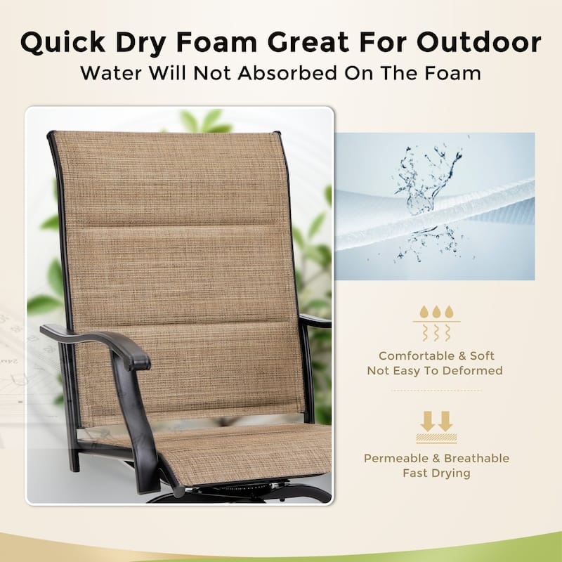 5-Piece All-Weather Swivel Outdoor Dining Set with 4 bar stools