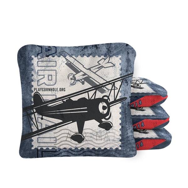 slide 2 of 4, Air Mail Navy Dual Sided Cornhole Bags