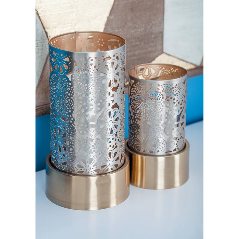 Metal Candle Lantern - Set of 2 Gold - Roche River Decor