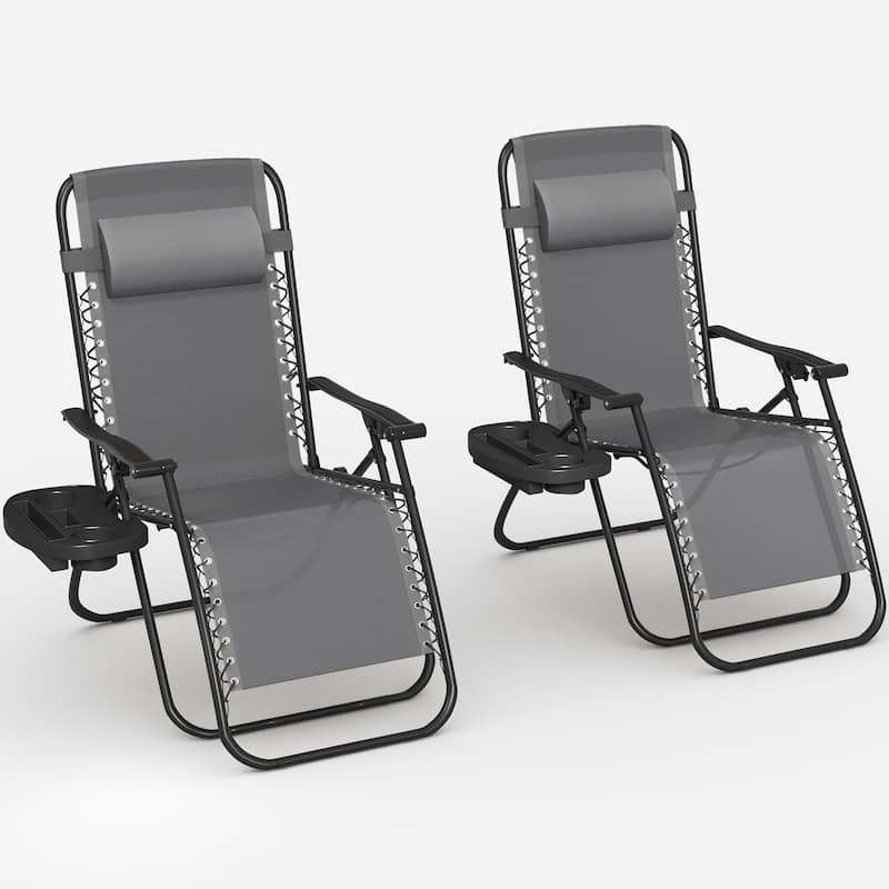 Homall Patio Zero Gravity Chair Lawn Lounge Chair with Pillow Set of 2 - Grey