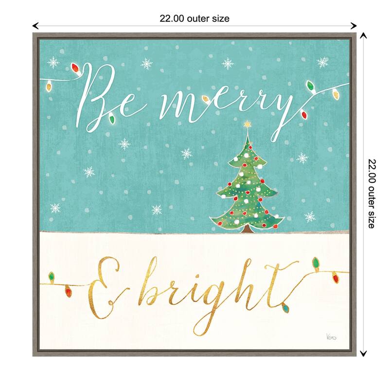Be Merry and Bright Christmas Tree by Veronique Charron Framed Canvas Wall Art