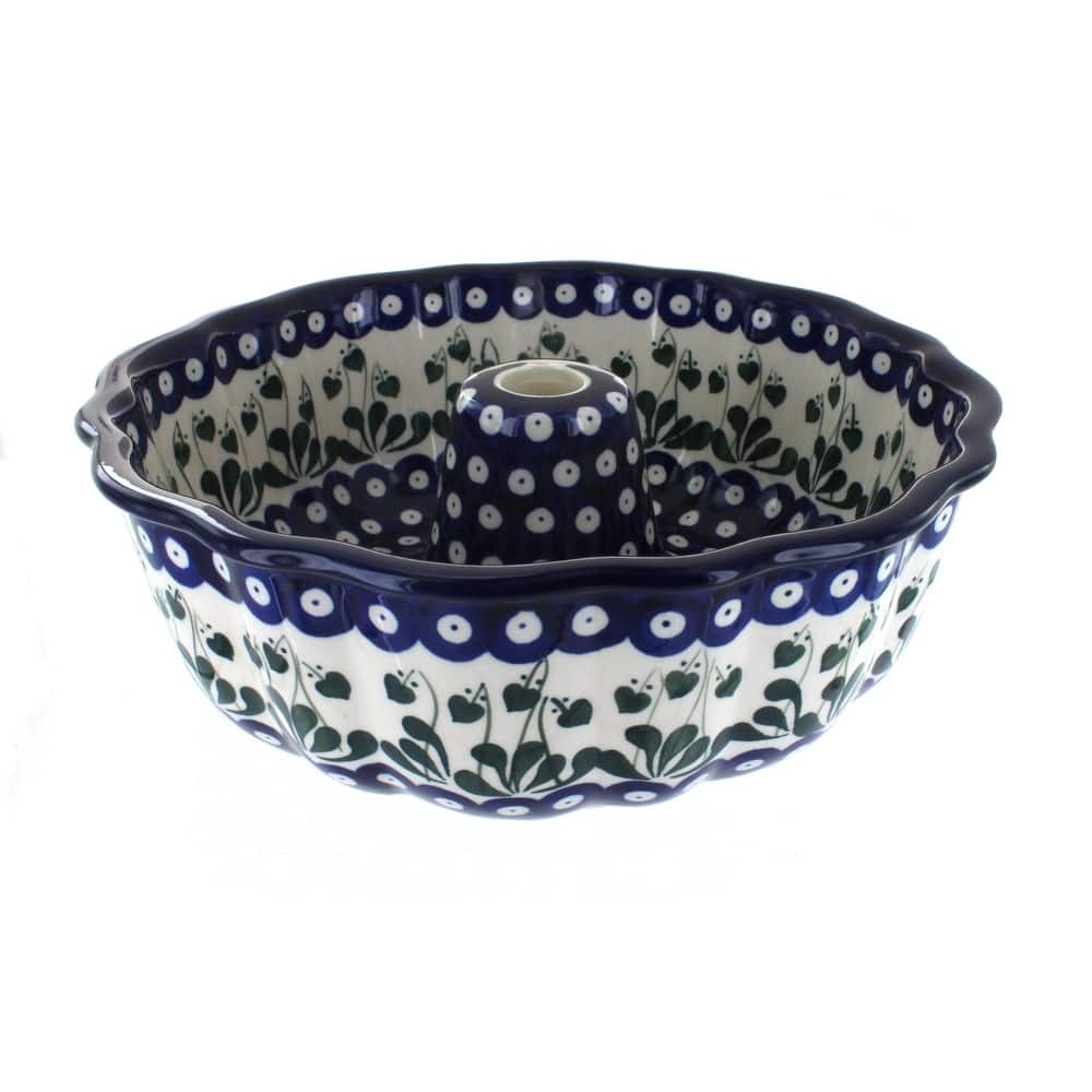 Blue Rose Polish Pottery A55 Ceramika Artystyczna Ring Cake Pan