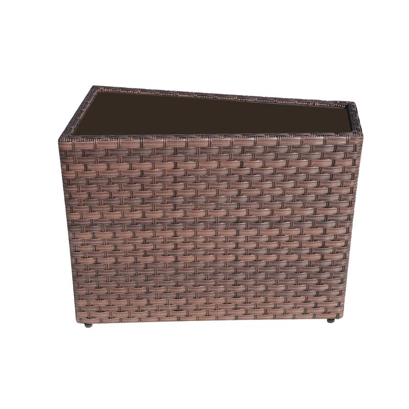 2-piece Outdoor Wicker Arm Table Patio Side Table