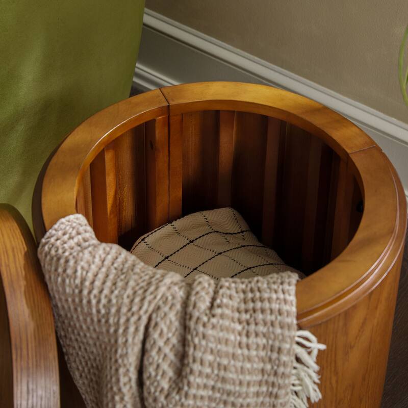 Walker Edison Modern Easy Assembly Oak Veneer Side Table with Storage