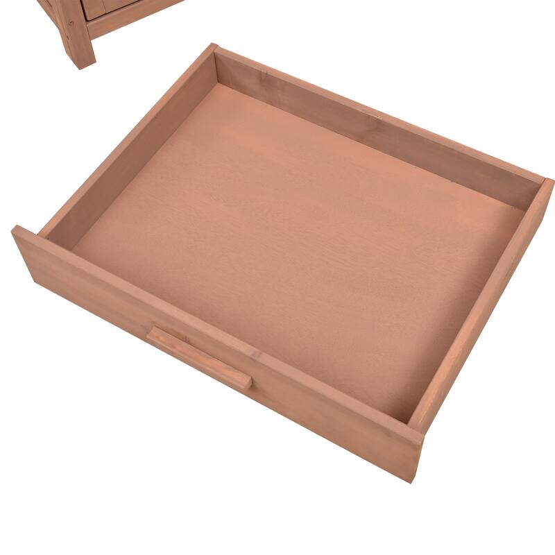 Outdoor Wood Potting Bench with Pegboard, Cabinet & Shelves, Garden Work Table with Hooks and Drawer