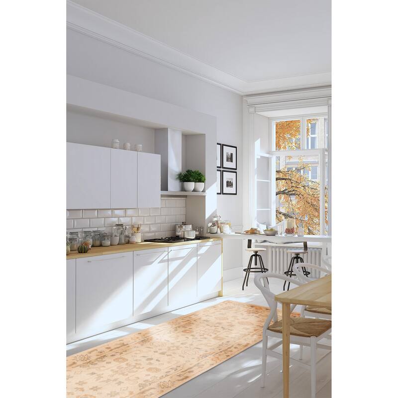 ECARPETGALLERY Hand-knotted Royal Oushak Ivory Wool Rug - 2'7 x 9'11