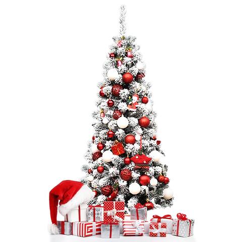 Artificial Snow Flocked Christmas Tree Unlit Pencil Hinged Tree