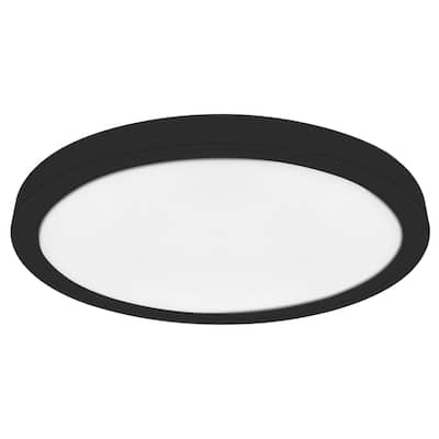 Luxrite 5 Inch LED Flush Mount Ceiling Light, 12W 800LM, 5CCT Selectable 2700K-5000K, Dimmable, Damp Rated Black