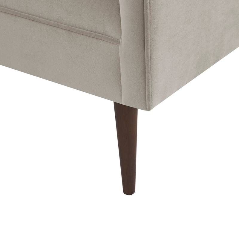 Roomfitters 49-Inch Upholstered Velvet Accent Bench, Solid Wood Legs in Morocco Finish, Cream