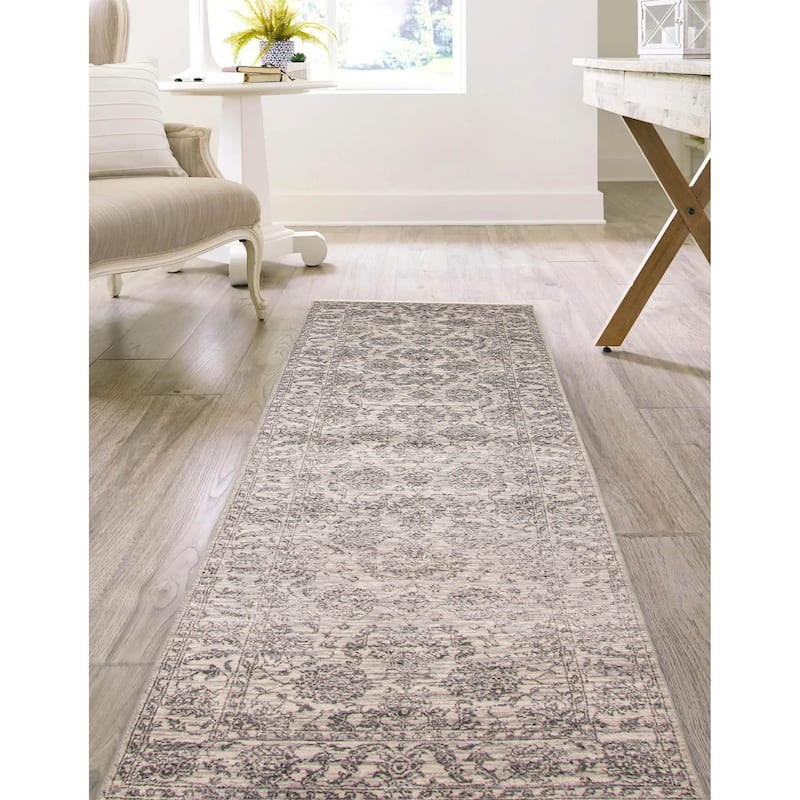ECARPETGALLERY Hand-knotted Heritage Grey Silk, Wool Rug - 2' 7" x 8' 7"