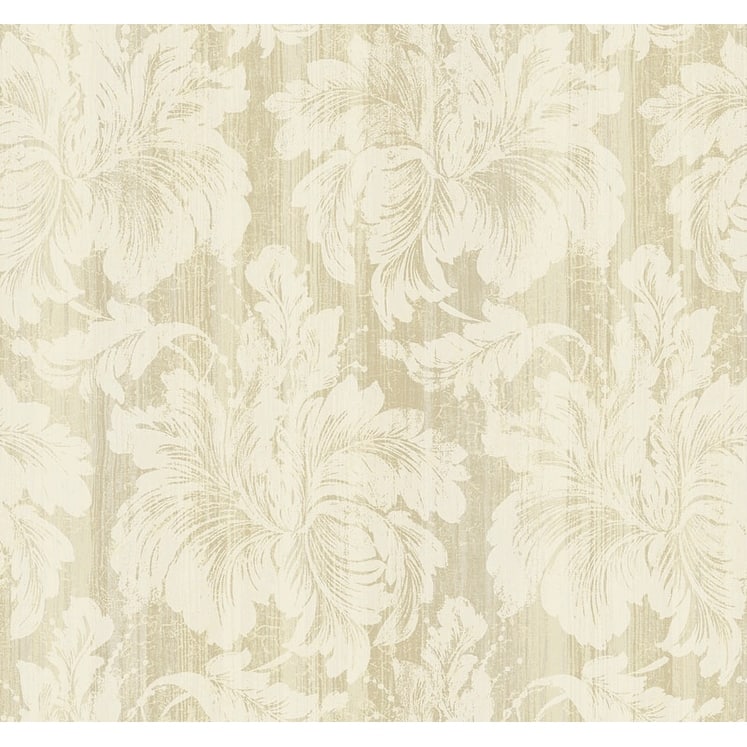 Seabrook Designs Portia Floral Unpasted Wallpaper - 27 in. W x 27 ft. L - Metallic Champagne