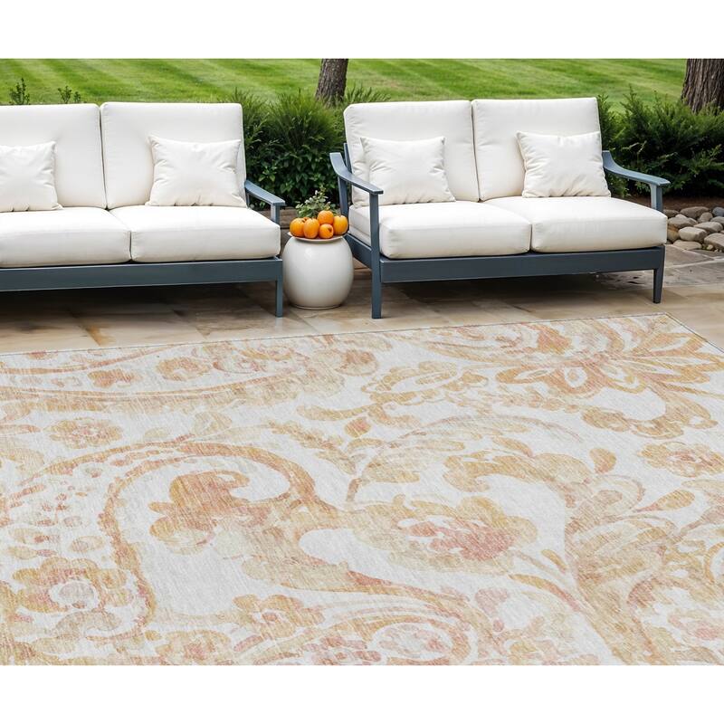 HomeRoots Paisley Transitional Rectangle Outdoor Rug - 10' X 14'