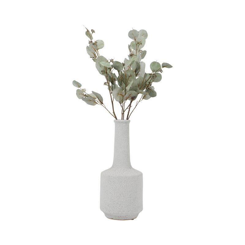 Sagebrook Home 16'' Volcanic Texture Clay Vase, Serenity Quazt Vase, White