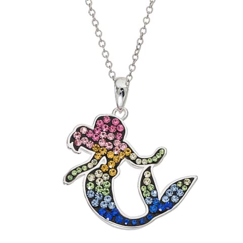Disney Princess The Little Mermaid Silver Plated Crystal Necklace, 18" - Multi