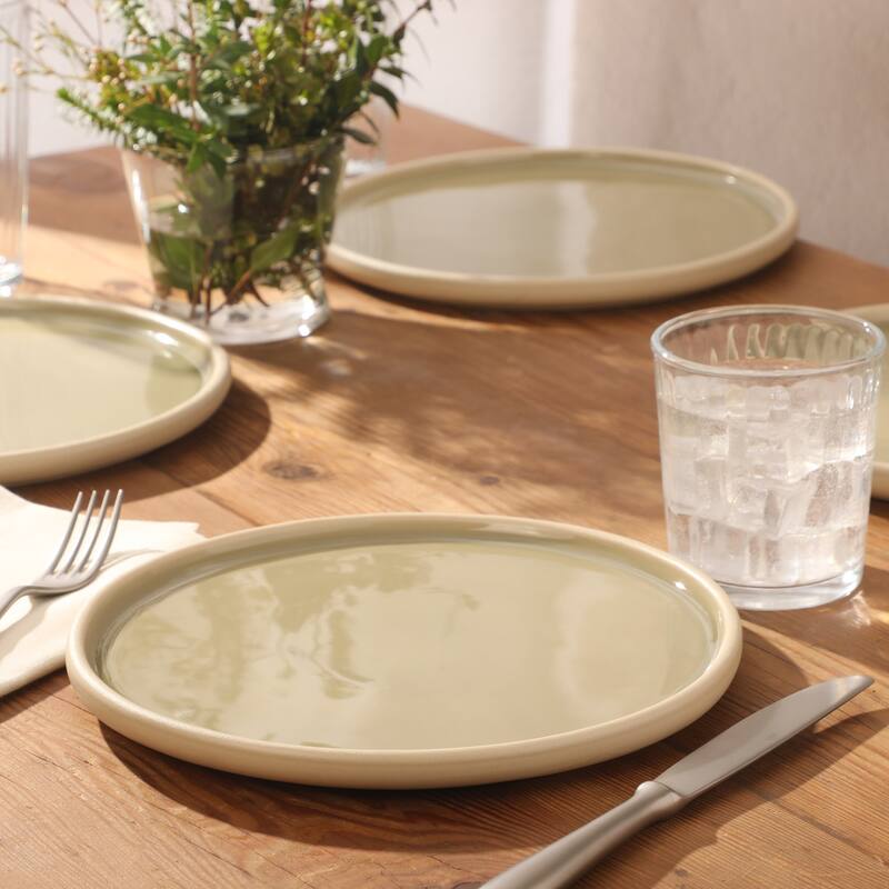 Gibson Elite - Made in Portugal - Port Gaia 10.2 Inch Dinner Plates Set of 4 - Reactive Glaze Dish Set