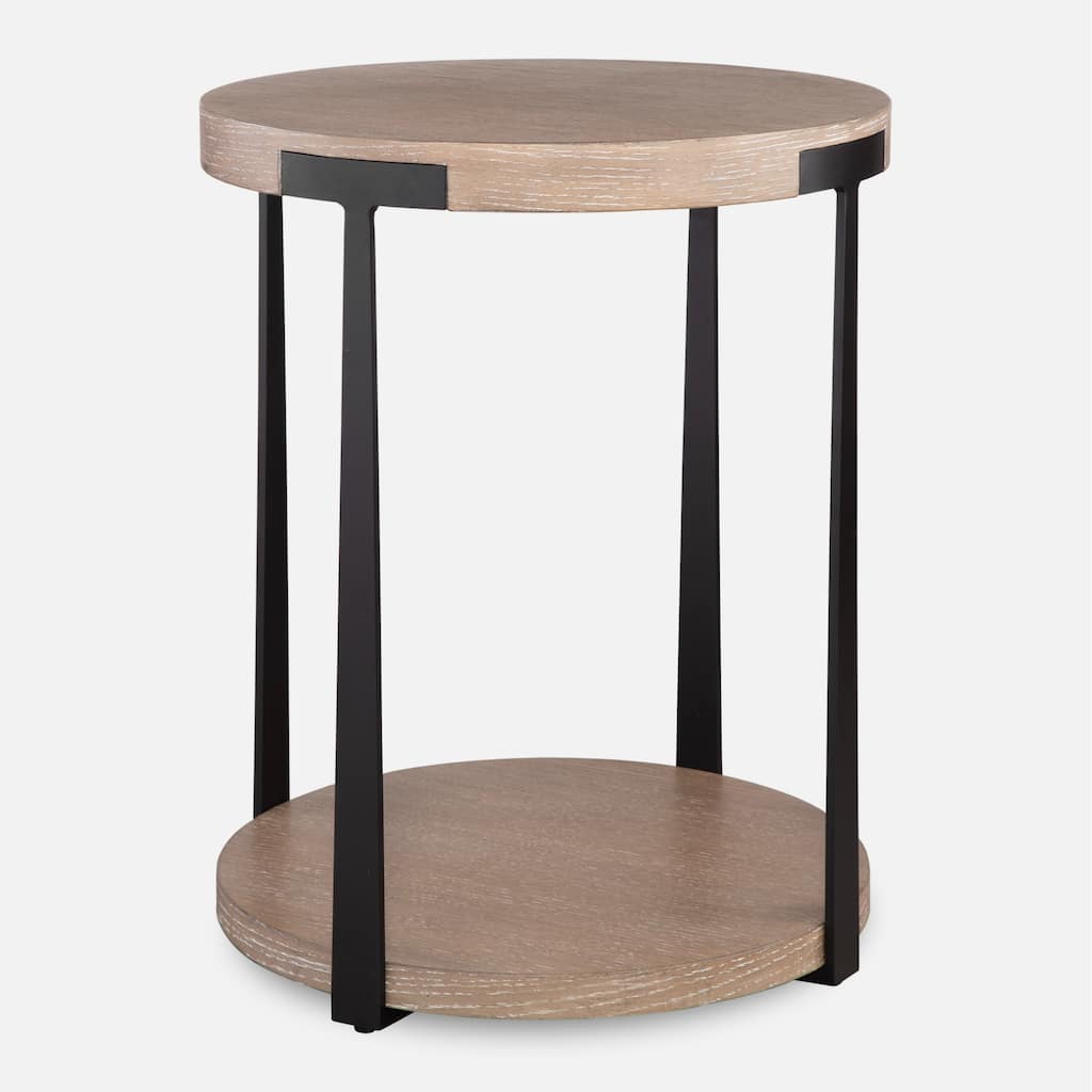 Round Top Double Platform Side Table - 24" - Bronze Finish