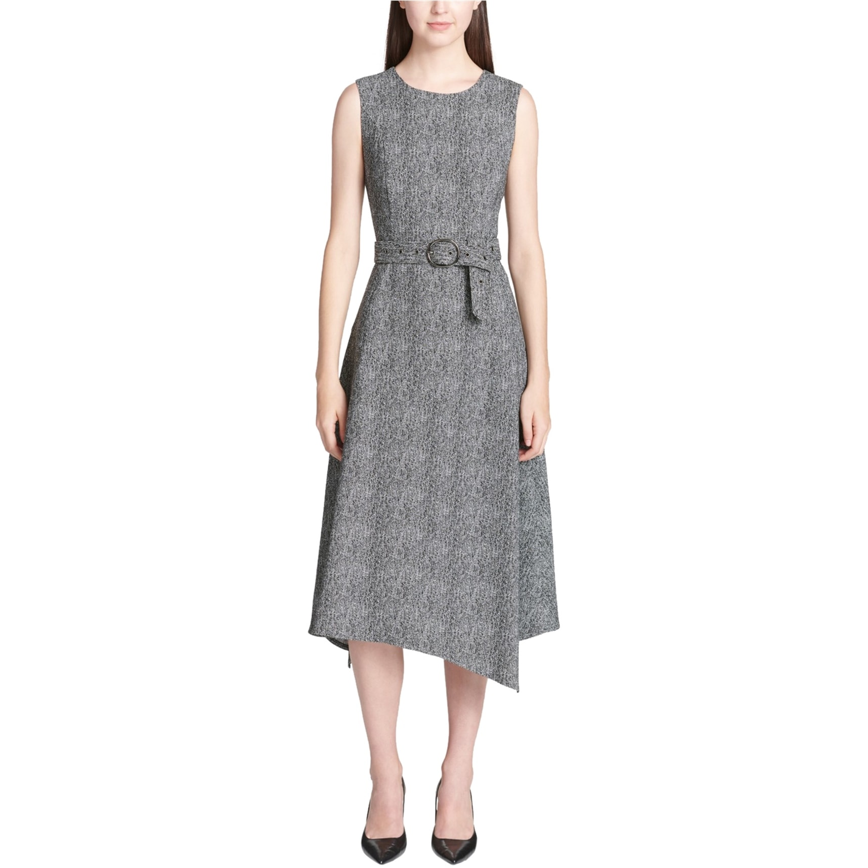 calvin klein belted midi dress