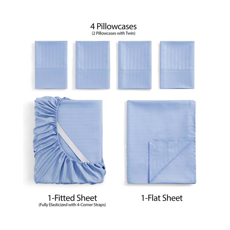 Sweet Home Collection 6 Piece Embossed Dobby Stripe Sheet Set, Double Brushed Microfiber