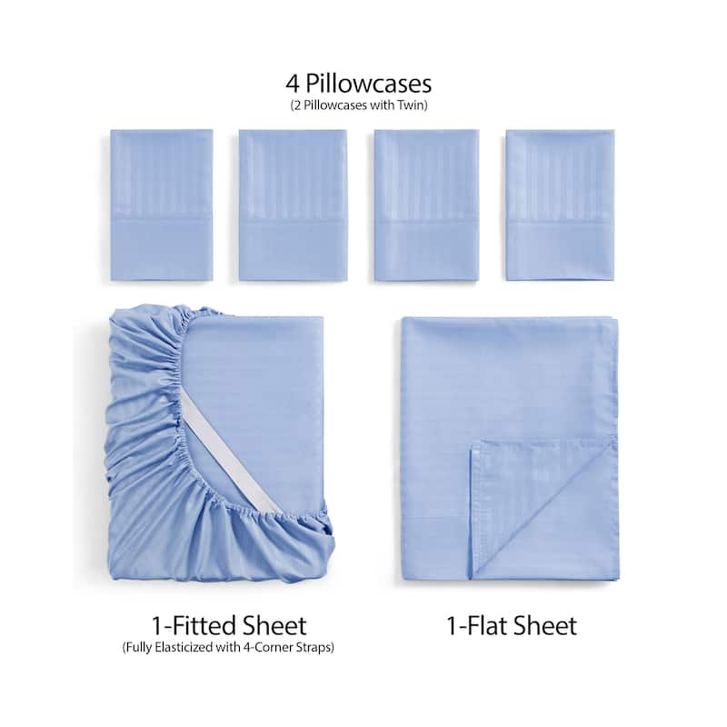 Sweet Home Collection Dobby Stripe 6-Piece Bed Sheet Set