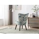 preview thumbnail 5 of 9, Modern Leisure Chair Accent Chair Tufted Wingback Vanity Chair with Solid Wood Legs