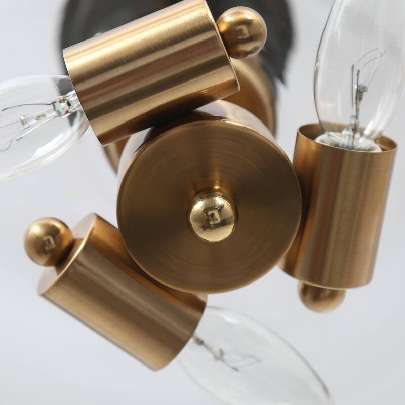 Modern 3-Light Black Gold Flush Mount Lights Kitchen Ceiling Light with Clear Glass - D12" x H12.5"