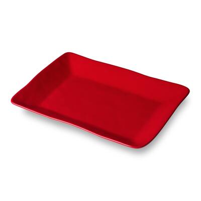 Certifed International Berry Red Christmas Rectangular Platter 14" x 10" - 14 L x 10 W x 1.25 H