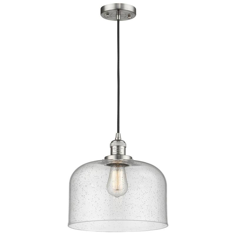 Innovations Lighting X-Large Bell Single Light 12" Wide Pendant - Brushed Satin Nickel / Seedy