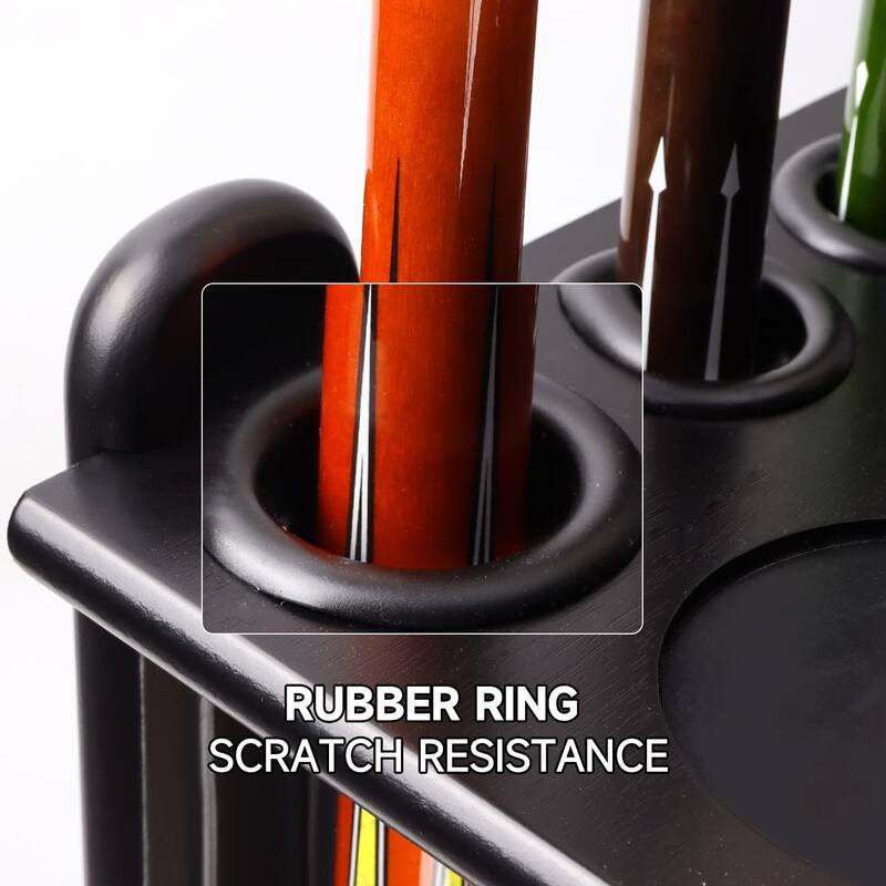 GSE™ 10-Pool Cue Wooden Corner-Style Billiard Pool Cue Rack. Floor Stand Pool Cue Stick Holder