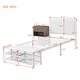 preview thumbnail 3 of 8, White Kids Metal Twin Bed Platform Bed with Two-Tier Storage Shelves,Cabinet