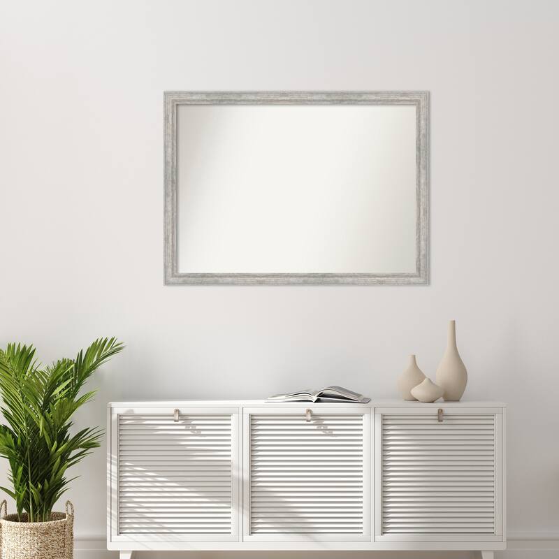 Angled Non-Beveled Wood Framed Wall Mirror