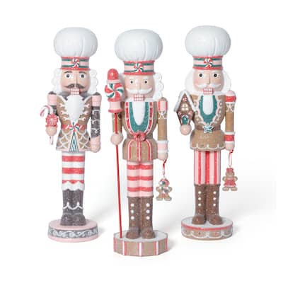 Candy Cane Soldiers Holiday Figurines, Set of 3 Assorted Styles - Multicolored