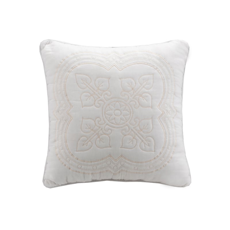 Cozy Line Victorian Medallion Floral Pure Solid White Scalloped Edge 6 Piece Microfiber Daybed Set