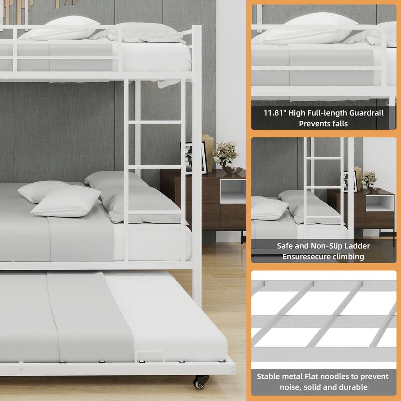 Durable Square Tube Iron Bunk Bed Featuring Safety Rails, Modern Minimalist Look, Queen size: 153cm*203cm