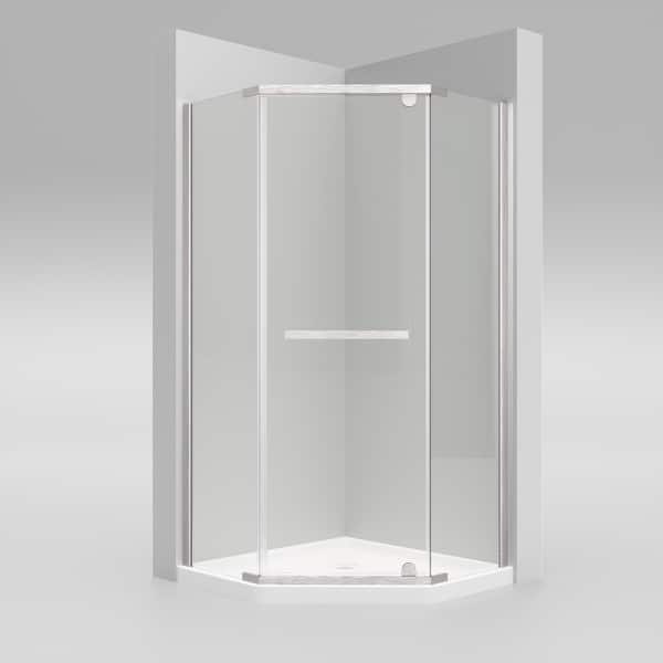 38 in. x 38 in. x 72 in. Semi-Frameless Neo Angle Corner Shower in White