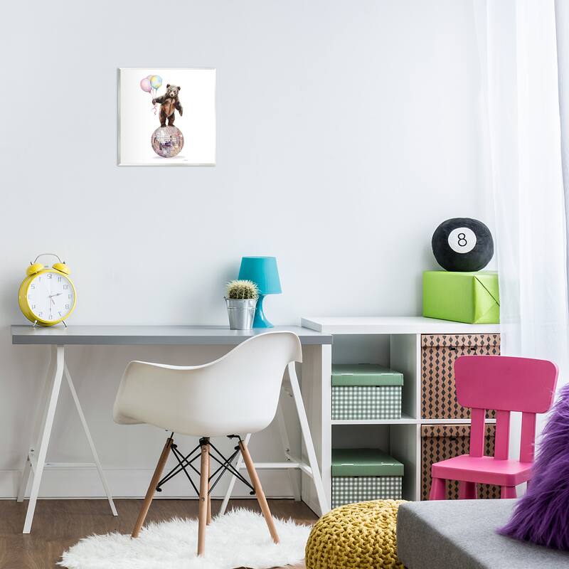 Stupell Bear & Balloons Disco Wall Plaque Art Design By Amanda Greenwood