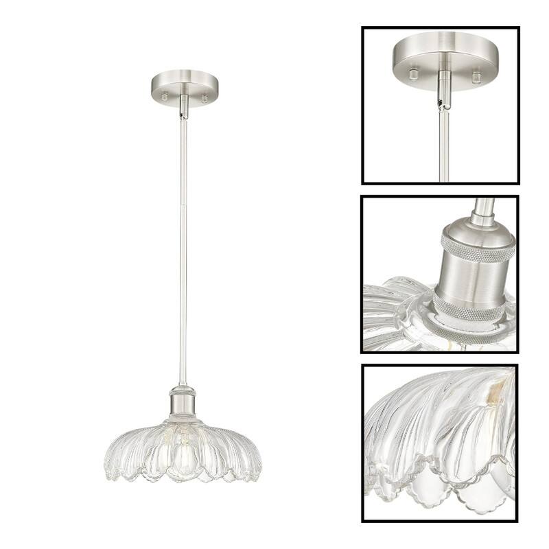 10.4” Bedroom light brushed nickel hanging lighting glass, metal pendant light