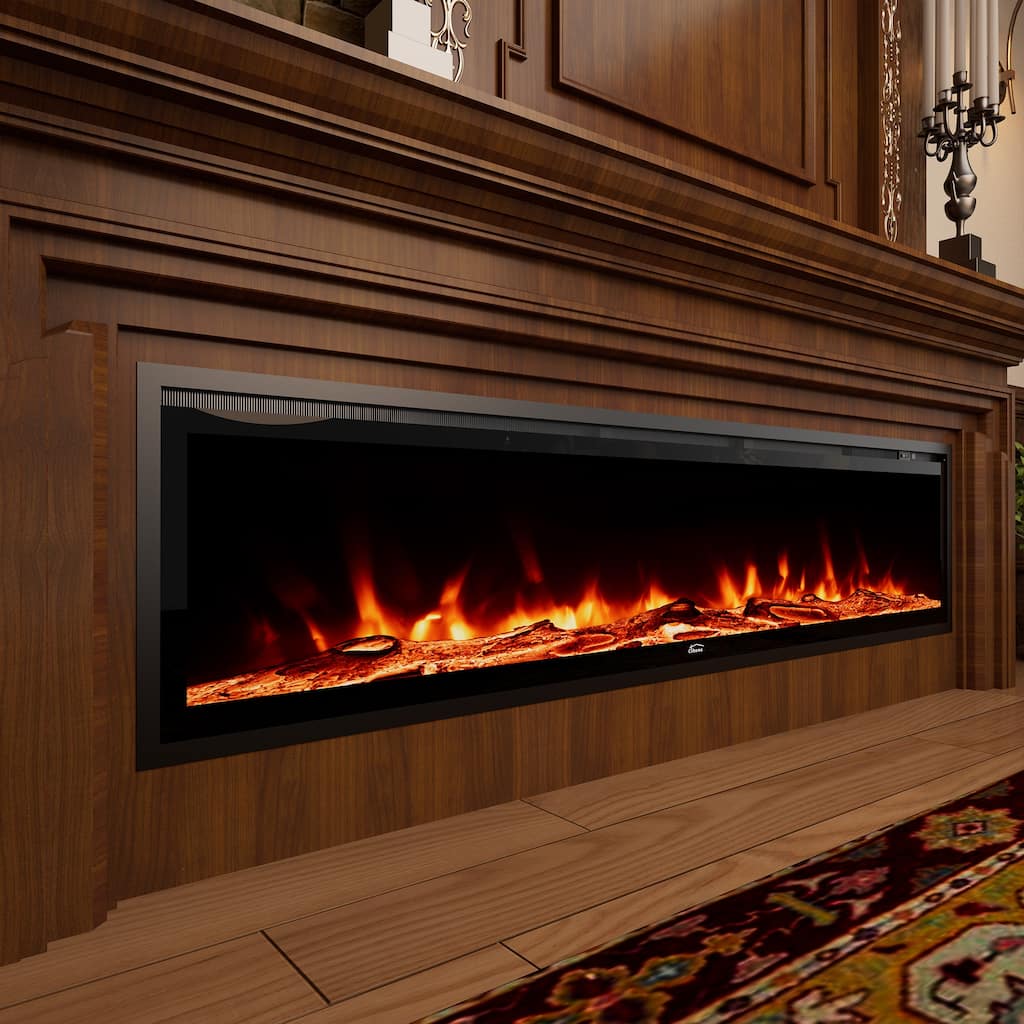 Clihome 50"-72" Recessed Wall-mounted Freestanding Electric Fireplace
