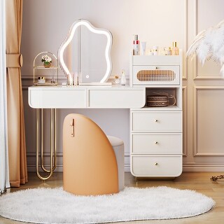 JASIWAY Modern Simple Makeup Vanity Dressing Table, Coffee - On Sale ...