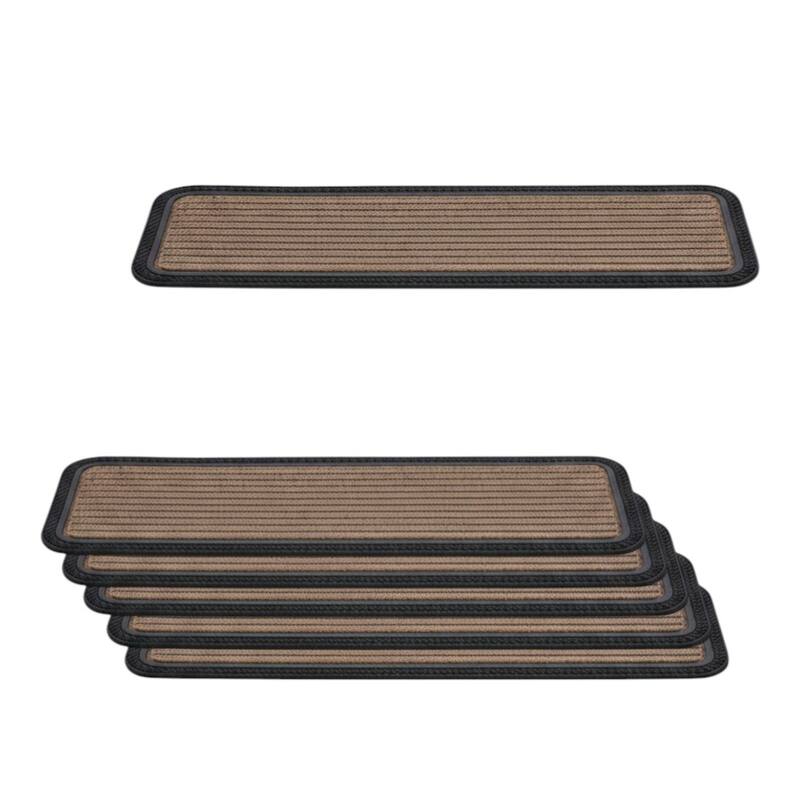 HomeRoots Set Of Six Black And Natural Polypropylene And Rubber Stair Treads - 10.00' X '30.00
