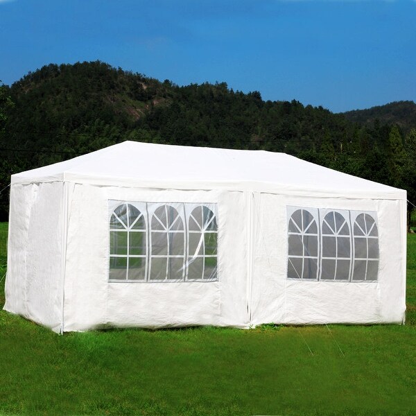 10'x20' White Canopy Party Wedding Tent Pavilion 6 Removable Walls - 20'x10'