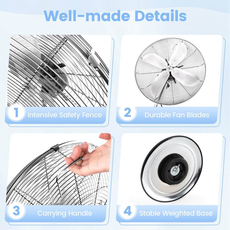 Costway 16" Standing Pedestal Fan with 3 Speed Settings Carrying - See Details
